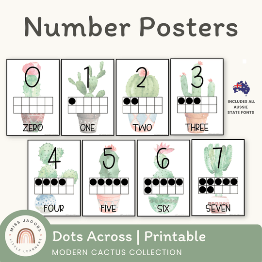 Number Posters | Ten Frames | Cactus & Succulent Theme
