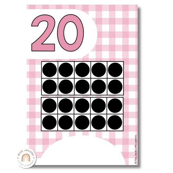 Number Posters with Ten Frames | Daisy Gingham Pastels | Editable Decor - Miss Jacobs Little Learners