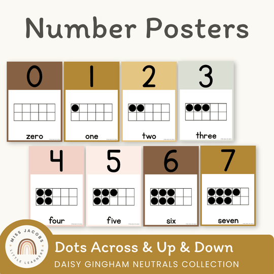 Number Posters with Ten Frames - Daisy Neutrals Decor