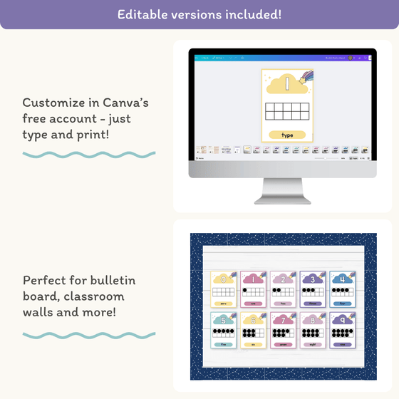 Number Posters with Ten Frames - Dreamy Space Classroom Decor - Miss Jacobs Little Learners