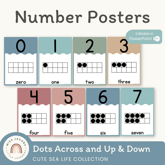 Number Posters with Ten Frames - Math - Cute Sea Life