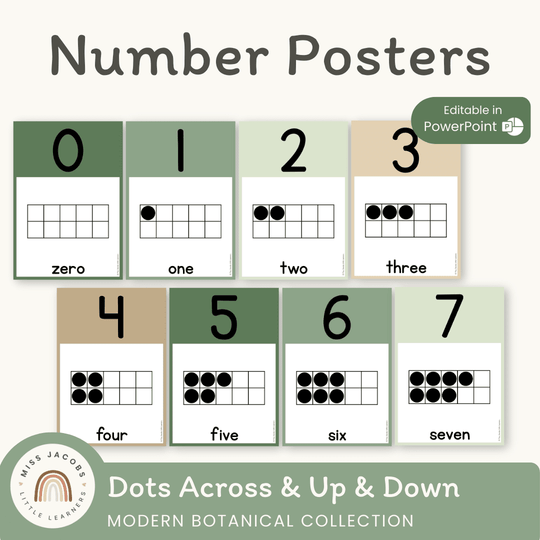 Number Posters with Ten Frames - Modern Botanical Theme
