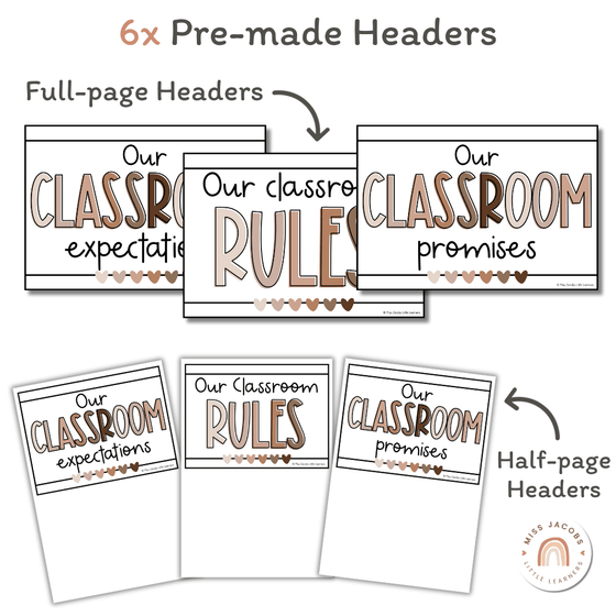 Ombre Neutrals Classroom Rules Posters - Miss Jacobs Little Learners