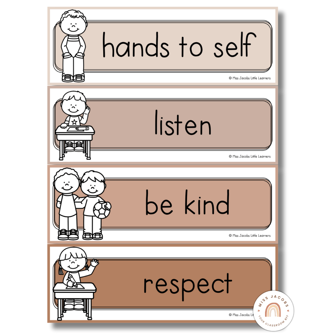 Ombre Neutrals Classroom Rules Posters – Miss Jacobs Little Learners
