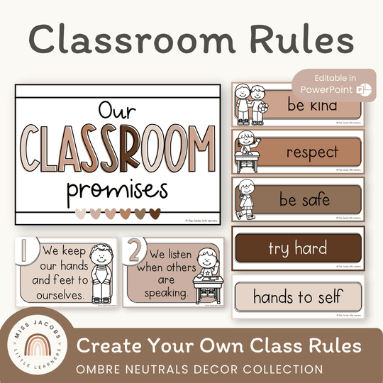Ombre Neutrals Classroom Rules Posters