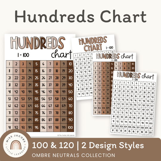 Ombre Neutrals Hundreds Chart