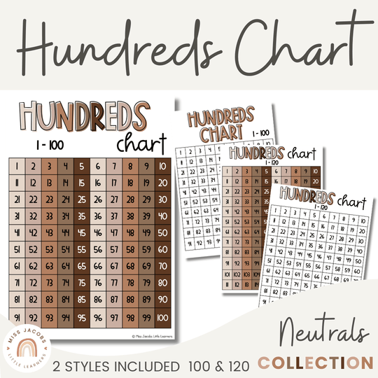 Ombre Neutrals Hundreds Chart