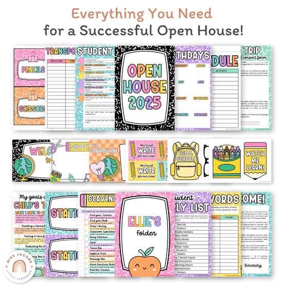 Open House Forms Back To School Night Bundle - Cutesy Theme - Miss Jacobs Little Learners