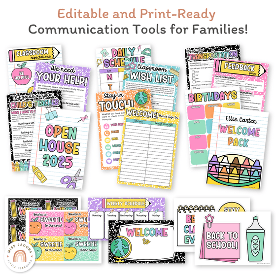 Open House Forms Back To School Night Bundle - Cutesy Theme - Miss Jacobs Little Learners