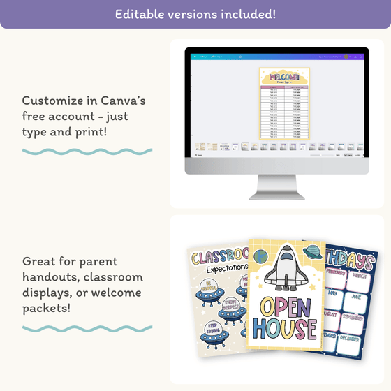 Open House Forms Back To School Night Bundle - Dreamy Space Classroom Decor - Miss Jacobs Little Learners