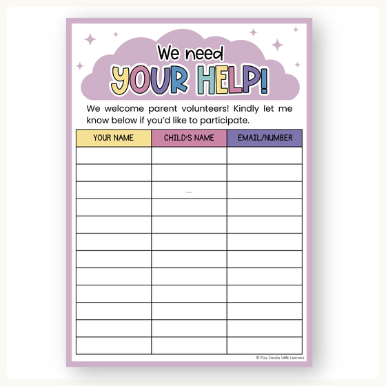 Open House Forms Back To School Night Bundle - Dreamy Space Classroom Decor - Miss Jacobs Little Learners