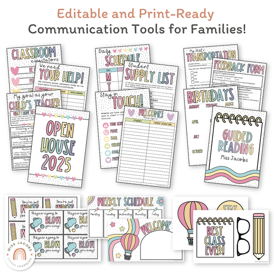 Open House Forms Back To School Night Bundle - Spotty Pastel Theme - Miss Jacobs Little Learners