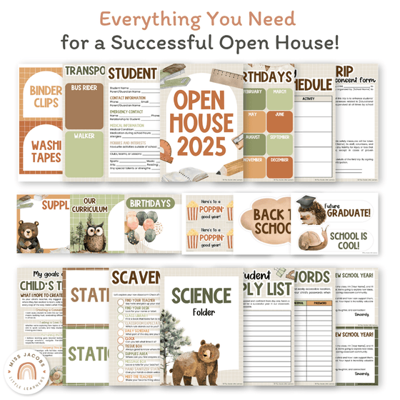 Open House Forms Back To School Night Bundle - Woodland Theme - Miss Jacobs Little Learners