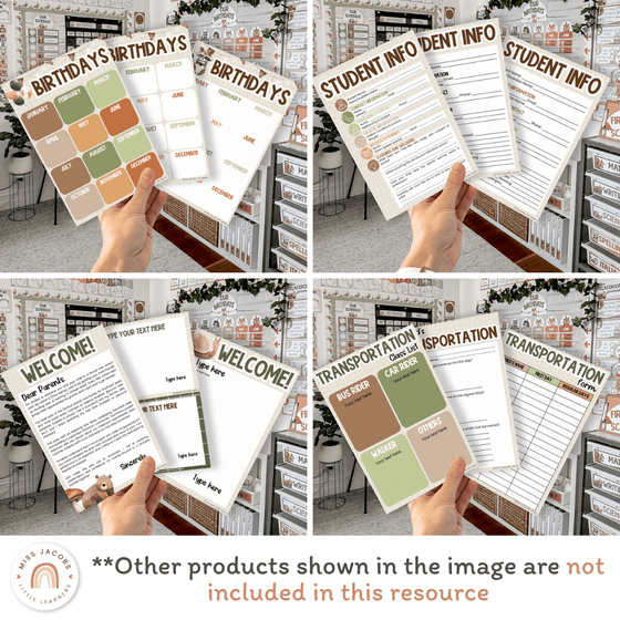 Open House Forms Back To School Night Bundle - Woodland Theme - Miss Jacobs Little Learners