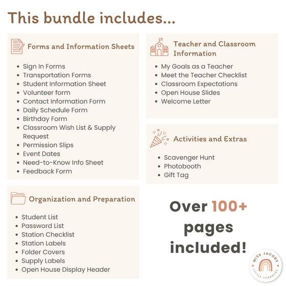 Open House Forms Back To School Night Bundle - Woodland Theme - Miss Jacobs Little Learners