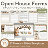 Open House Forms Back To School Night Bundle - Woodland Theme - Miss Jacobs Little Learners