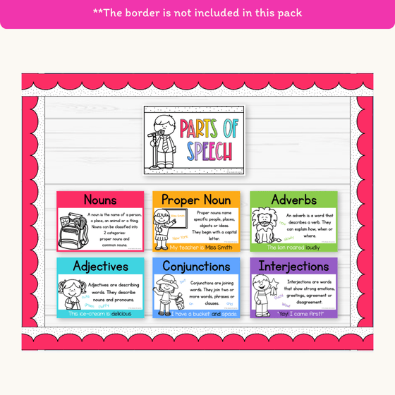 Parts of Speech Posters - Bright Theme - Miss Jacobs Little Learners