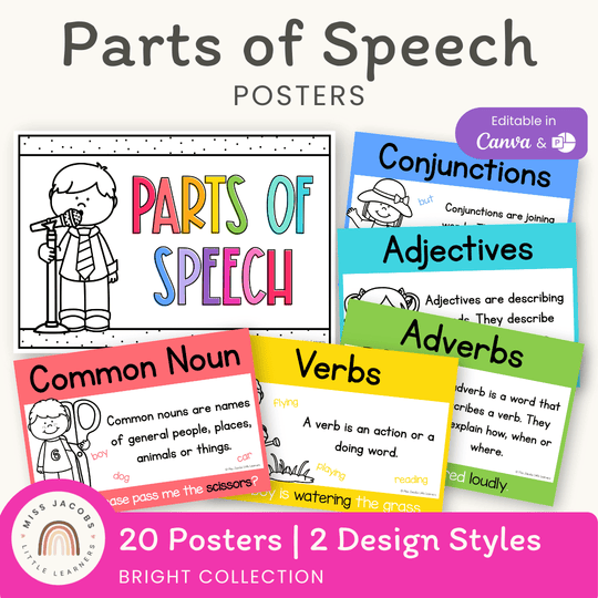 Parts of Speech Posters - Bright Theme