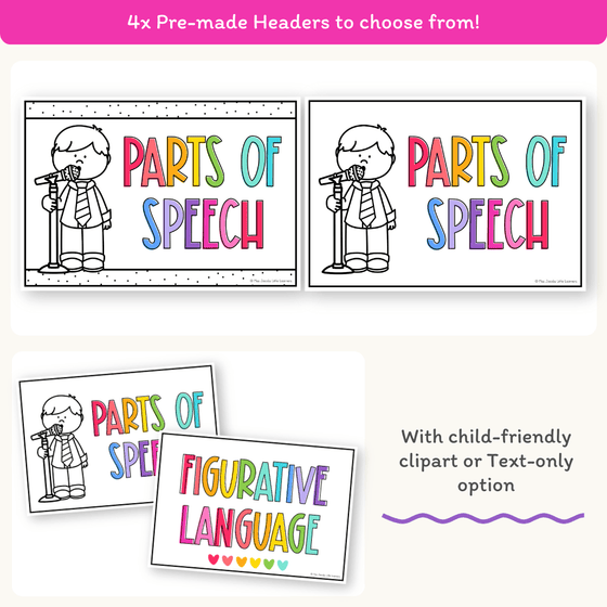 Parts of Speech Posters - Bright Theme - Miss Jacobs Little Learners