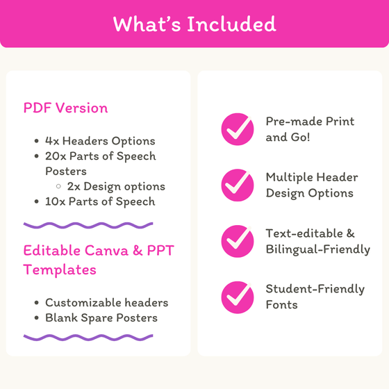 Parts of Speech Posters - Bright Theme - Miss Jacobs Little Learners