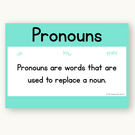 Parts of Speech Posters - Bright Theme - Miss Jacobs Little Learners