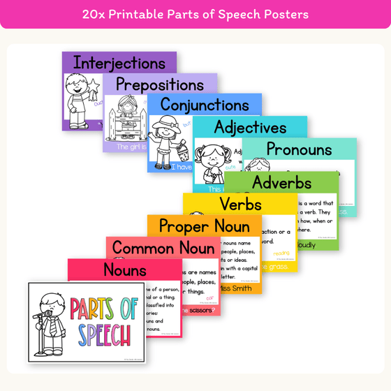 Parts of Speech Posters - Bright Theme - Miss Jacobs Little Learners