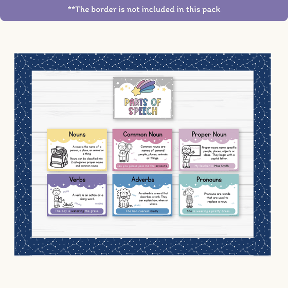 Parts of Speech Posters - Dreamy Space Theme - Miss Jacobs Little Learners