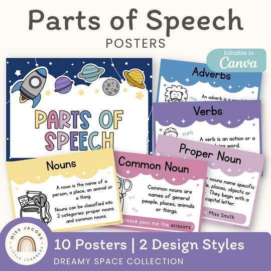 Parts of Speech Posters - Dreamy Space Theme