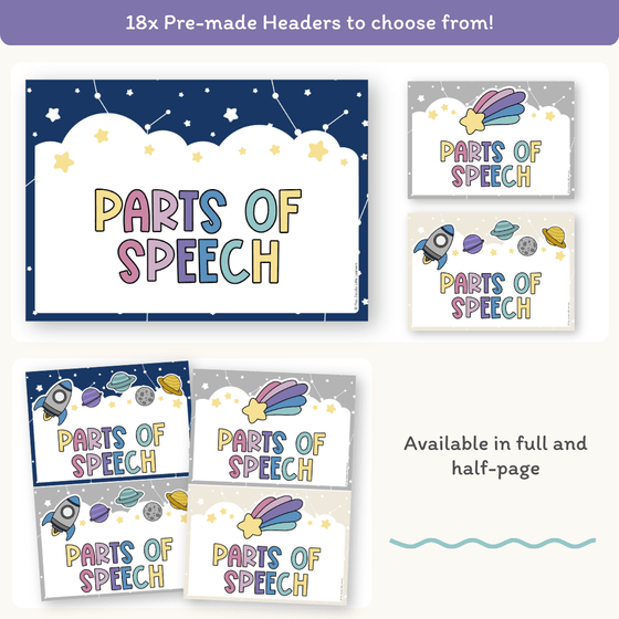 Parts of Speech Posters - Dreamy Space Theme - Miss Jacobs Little Learners