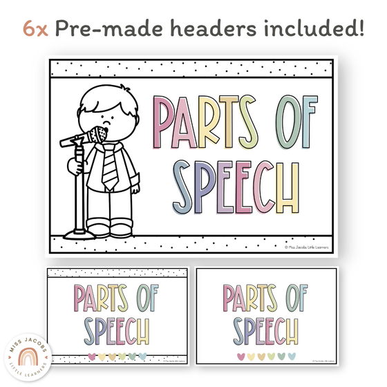 Parts of Speech Posters - Pastel Theme - Miss Jacobs Little Learners