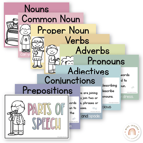 Parts of Speech Posters - Pastel Theme - Miss Jacobs Little Learners