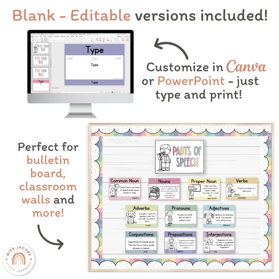 Parts of Speech Posters - Pastel Theme - Miss Jacobs Little Learners