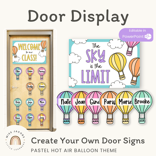 Pastel Hot Air Balloon Door Display Classroom Decor