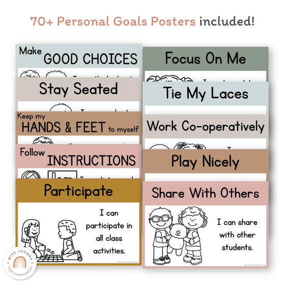 Personal Goals Posters | Neutral Toned Classroom Decor - Miss Jacobs Little Learners