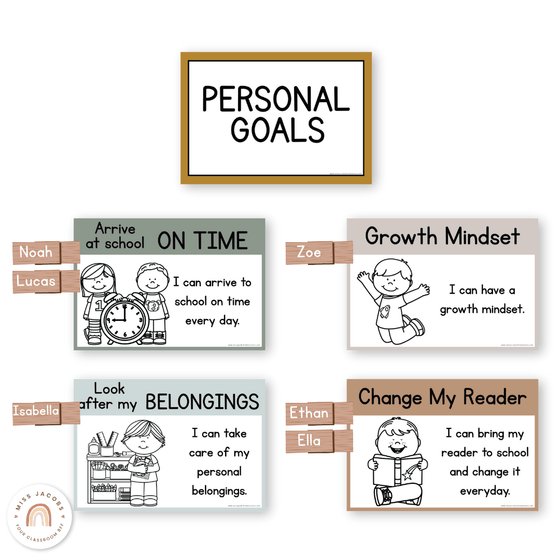 Personal Goals Posters | Neutral Toned Classroom Decor - Miss Jacobs Little Learners