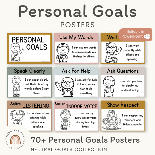 Personal Goals Posters | Neutral Toned Classroom Decor