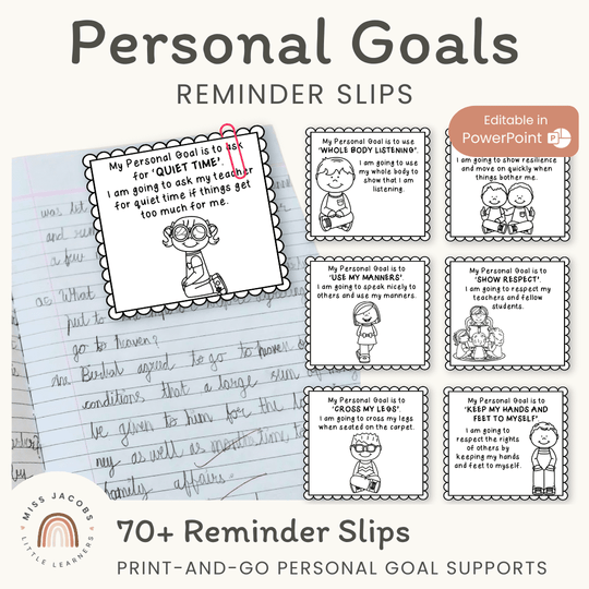 Personal Goals - Student Reminder Slips