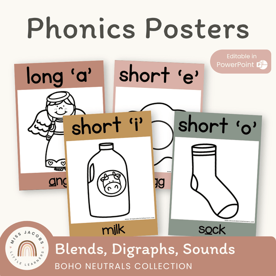 Phonics Posters - Boho Neutrals Theme