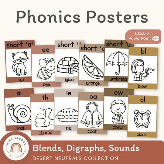 Phonics Posters | BOHO VIBES | Desert Neutrals Decor | Editable