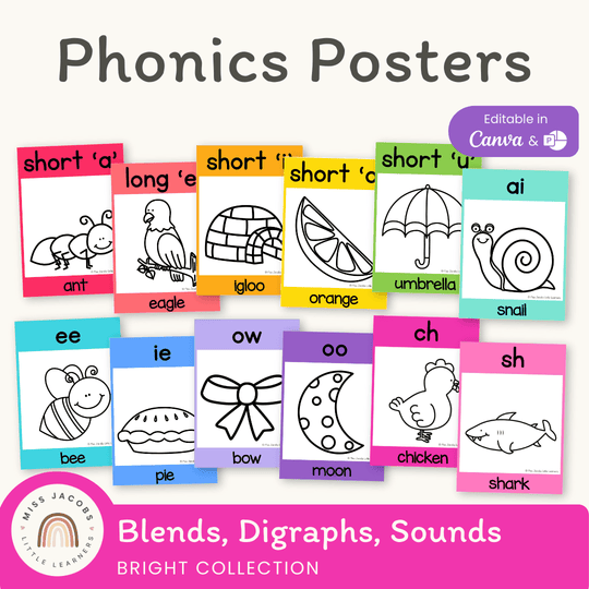 Phonics Posters - Bright Theme
