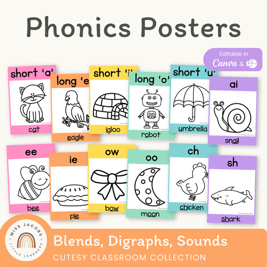 Phonics Posters - Cutesy Classroom Decor