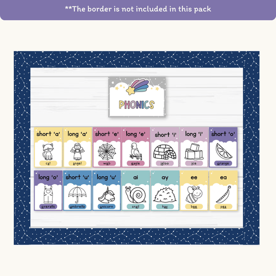Phonics Posters - Dreamy Space Classroom Decor - Miss Jacobs Little Learners