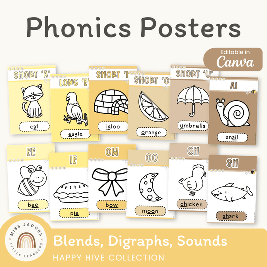 Phonics Posters - Happy Hive English Decor