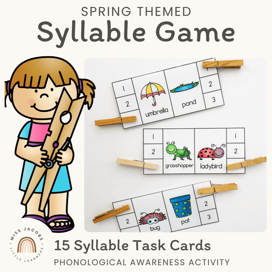 Phonological Awareness: Spring Themed Syllable Center Game