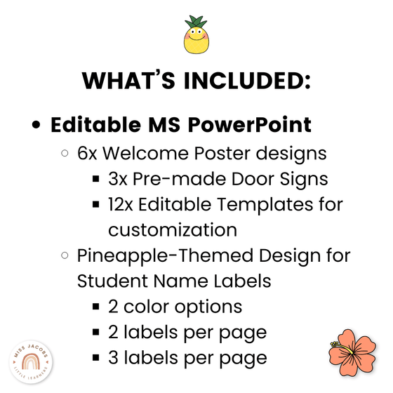 Pineapple Door Display Classroom Decor - Miss Jacobs Little Learners