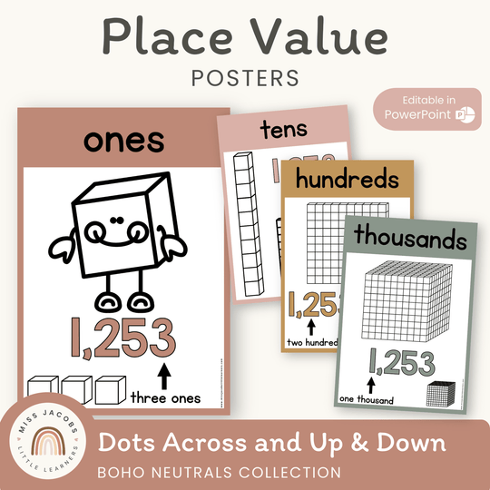 Place Value Posters - Base 10 Blocks - Boho Neutrals Theme