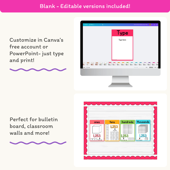 Place Value Posters - Base 10 Blocks - Bright Theme - Miss Jacobs Little Learners