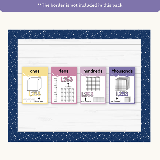 Place Value Posters - Base 10 Blocks - Dreamy Space Theme - Miss Jacobs Little Learners