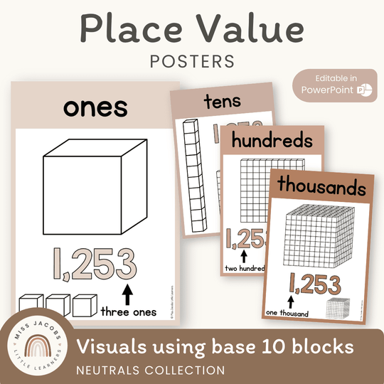 Place Value Posters | Ombre Neutral Math Classroom Decor