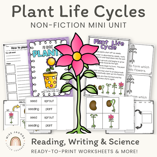 Plant Life Cycle Stages Mini Unit - Visuals and Worksheets